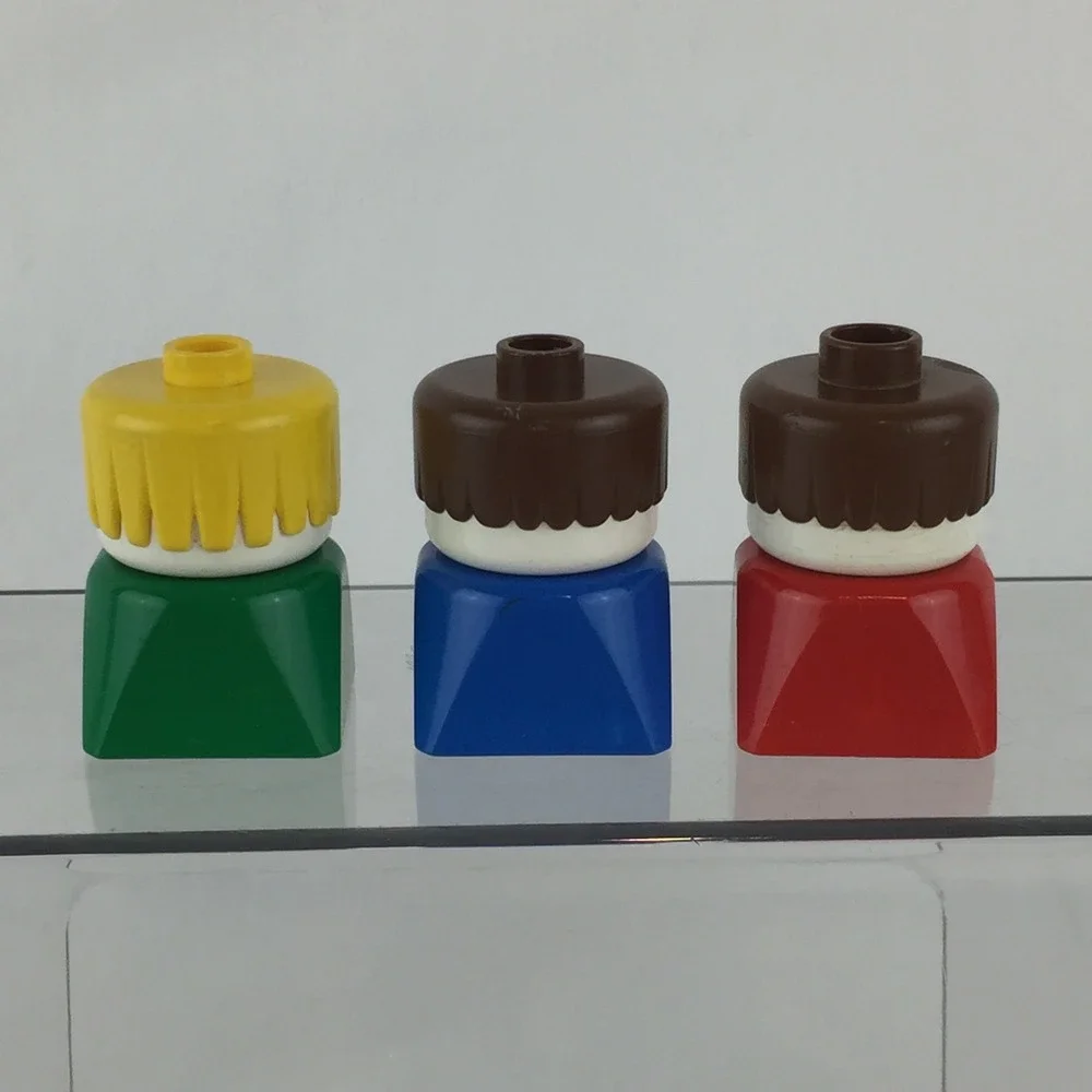 Vintage‎ LEGO Duplo Figures Square Base Lot 9pc Toddler People Dog Chairs Desk